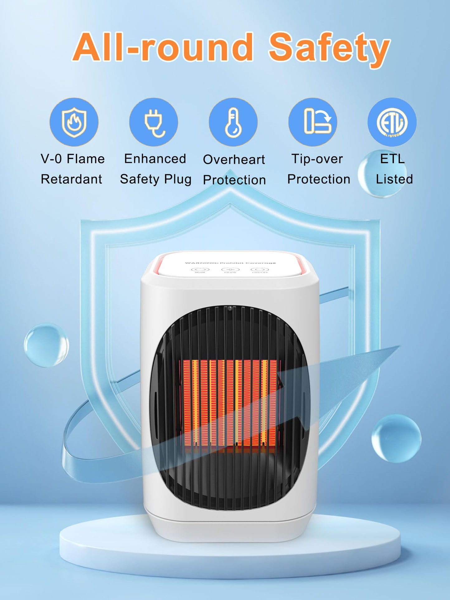 iFTY Small Space Heater for Indoor Use, Portable Electric Heaters with 3 Modes, 70° Oscillation, Remote Control, Overheating Protection, 1500W PTC Ceramic Fast Safety Heating For Bedroom Office Desk