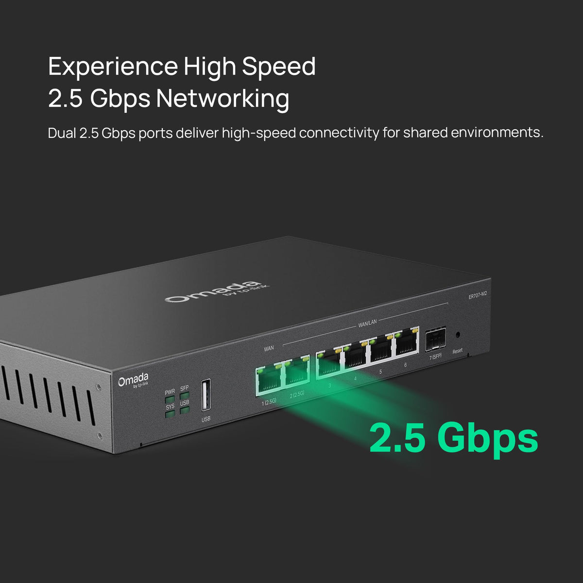 TP-Link ER707-M2 | Omada Multi-Gigabit VPN Router | Dual 2.5Gig WAN Ports | High Network Capacity | SPI Firewall | Omada SDN Integrated | Load Balance | Lightning Protection