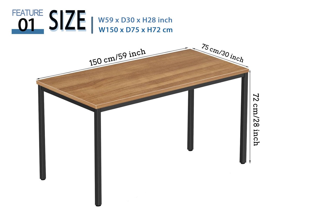 BEST BOARD Modern Simple Style Computer Desk Standing Table 60 × 30 Inches Large Office Desk Computer Table Study Writing Desk Workstation for Home Office Black Metal Frame