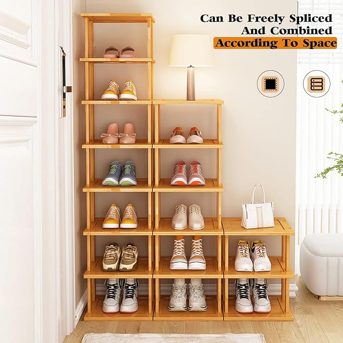 Bamboo Shoe Rack 12 Tier- Vertical Shoe Rack