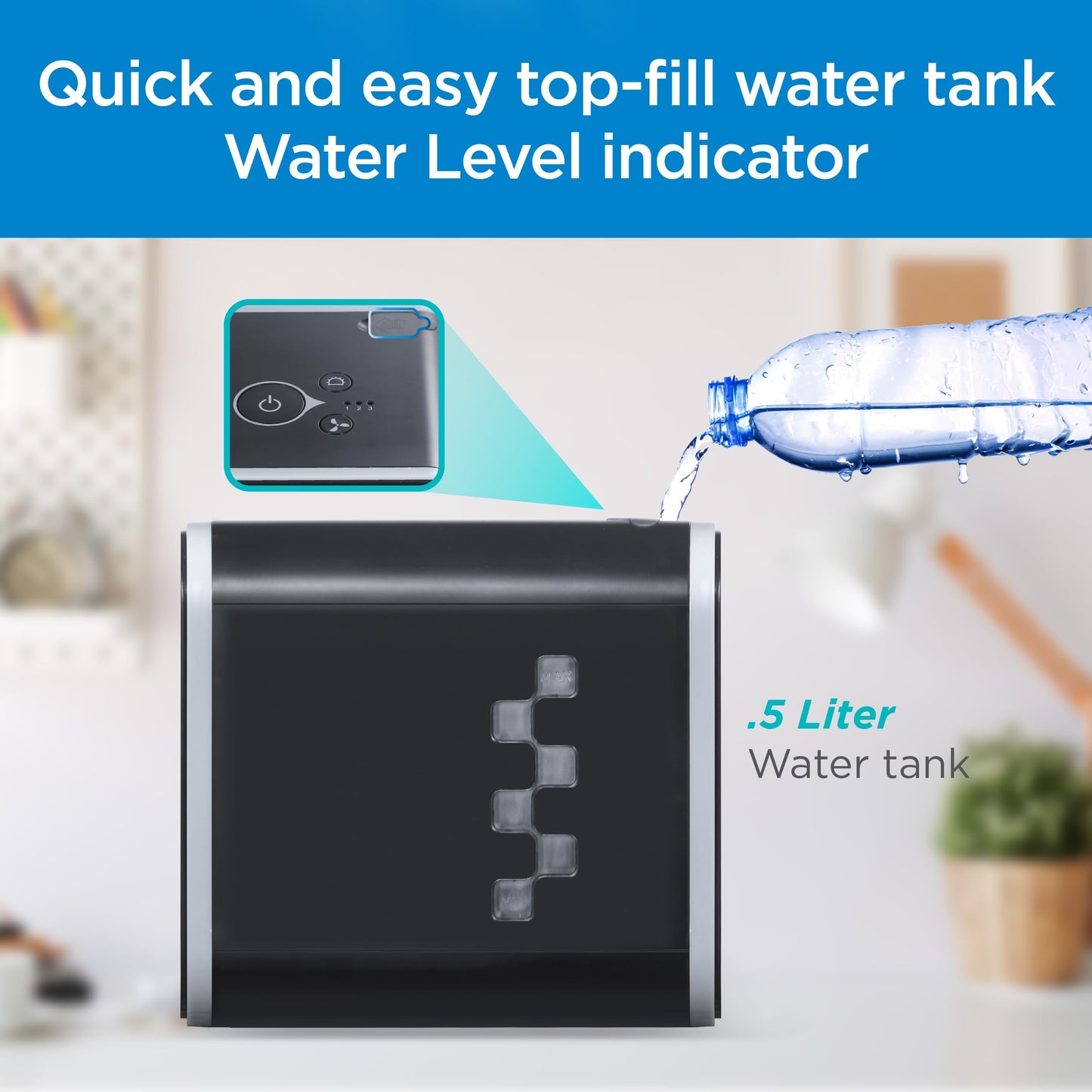 BLACK+DECKER Desktop Air Cooler, Personal Portable Fan with 3-Speeds, Evaporative Air Cooler with 0.5L Water Tank, Air Cooler Fan for Desk, Home, Office, Bedroom, and more, BDMC10B, Black