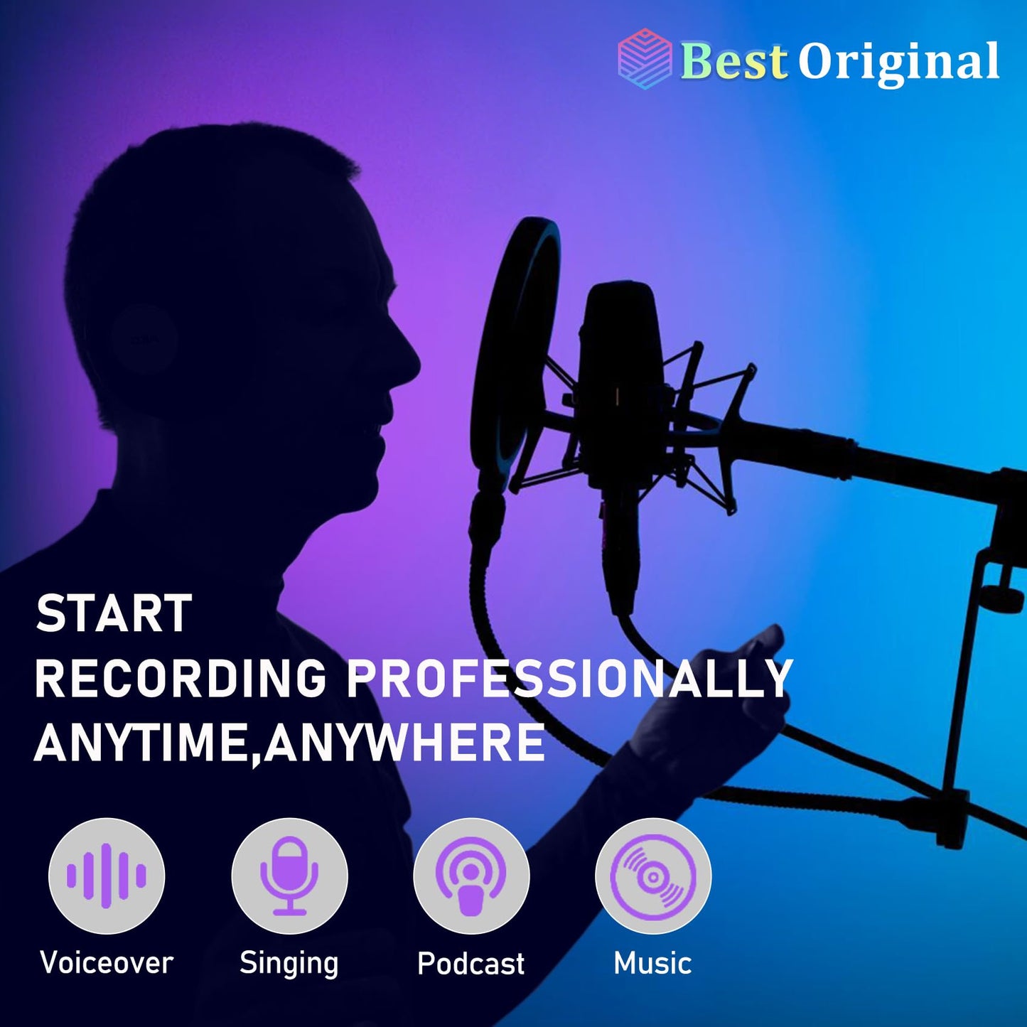 Portable Recording Booth with Adjustable LED Light & Thickened Soundproofing - Studio-Grade Echo-For Home portable vocal booth, Podcasting, Music - Includes Tablet Stand, Storage Shelf & Travel Bag