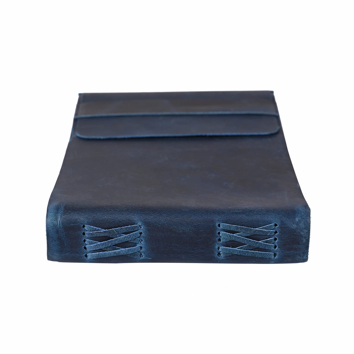 RusticVintage Leather Drawing Journal Daily Travel Diary, Antique Handmade Vintage Bound Rustic Writing Notebook, Genuine Leather Unlined/Blank Cream Paper, Art Sketchbook, 7x10 Inches-Blue