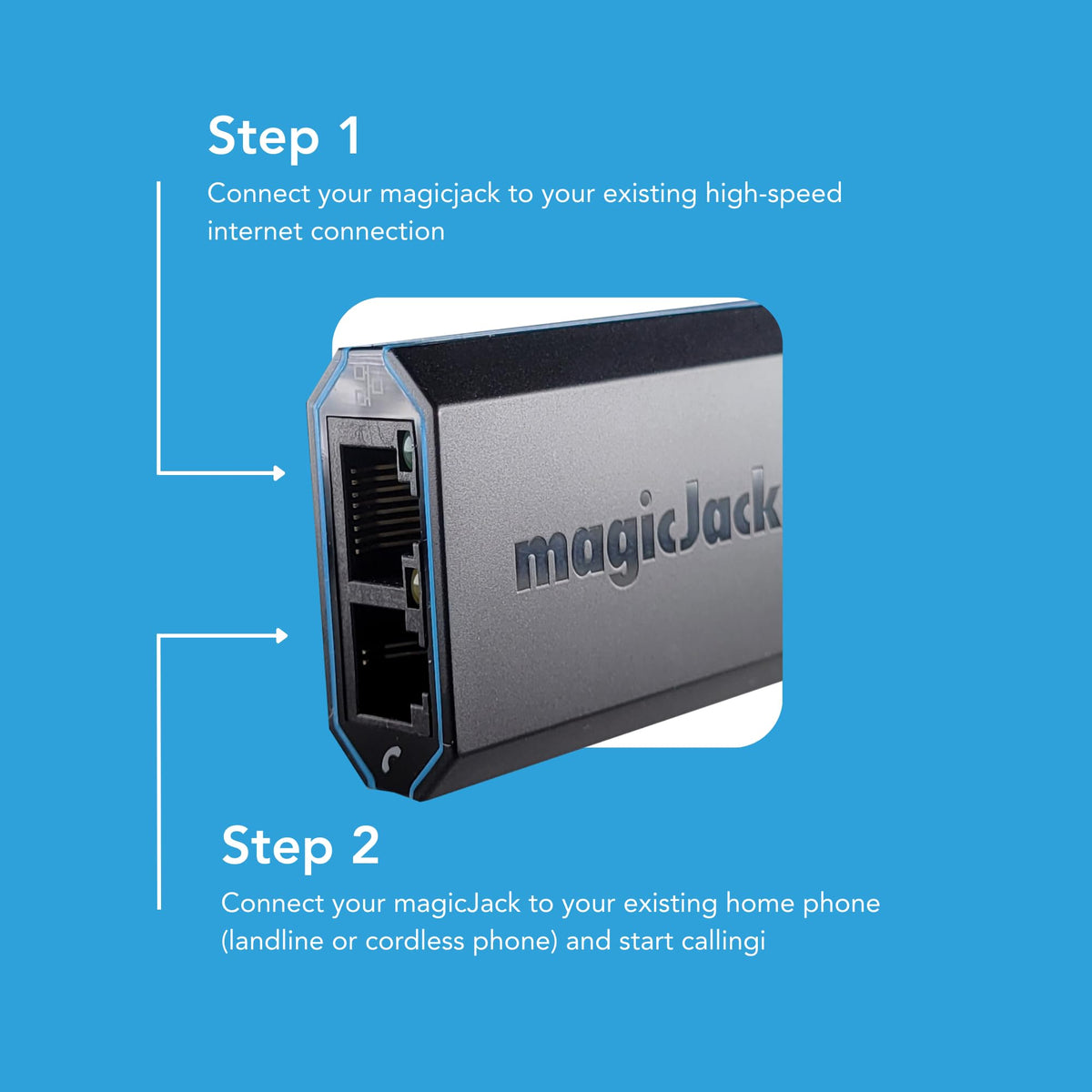 magicJack VOIP Phone Adapter - Unlimited Calls to US & Canada, No Monthly Bill, Portable Internet Phone with App, magicIN™ & magicOUT™ Service