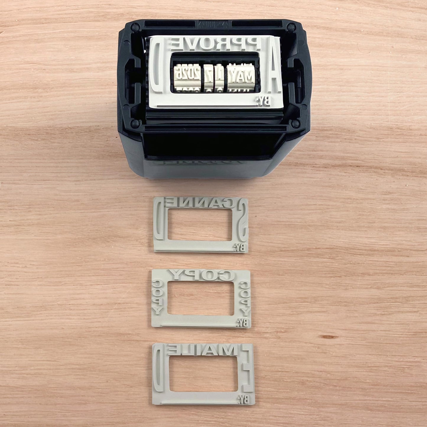 Trodat Printy 4750 Self Inking Date Stamp with Approved, Copy, EMAILED, Scanned – Blue and Red Ink, 1" x 1-5/8"