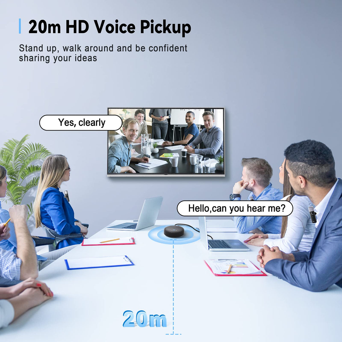 ZHUOSHENG Conference Speaker and Microphone, USB Sperakerphone with 10 AI Mics, 360° 66Ft Voice Pickup, Noise Reduction and Echo Cancellation for 10 People, Compatible with Multi-Leading Platforms