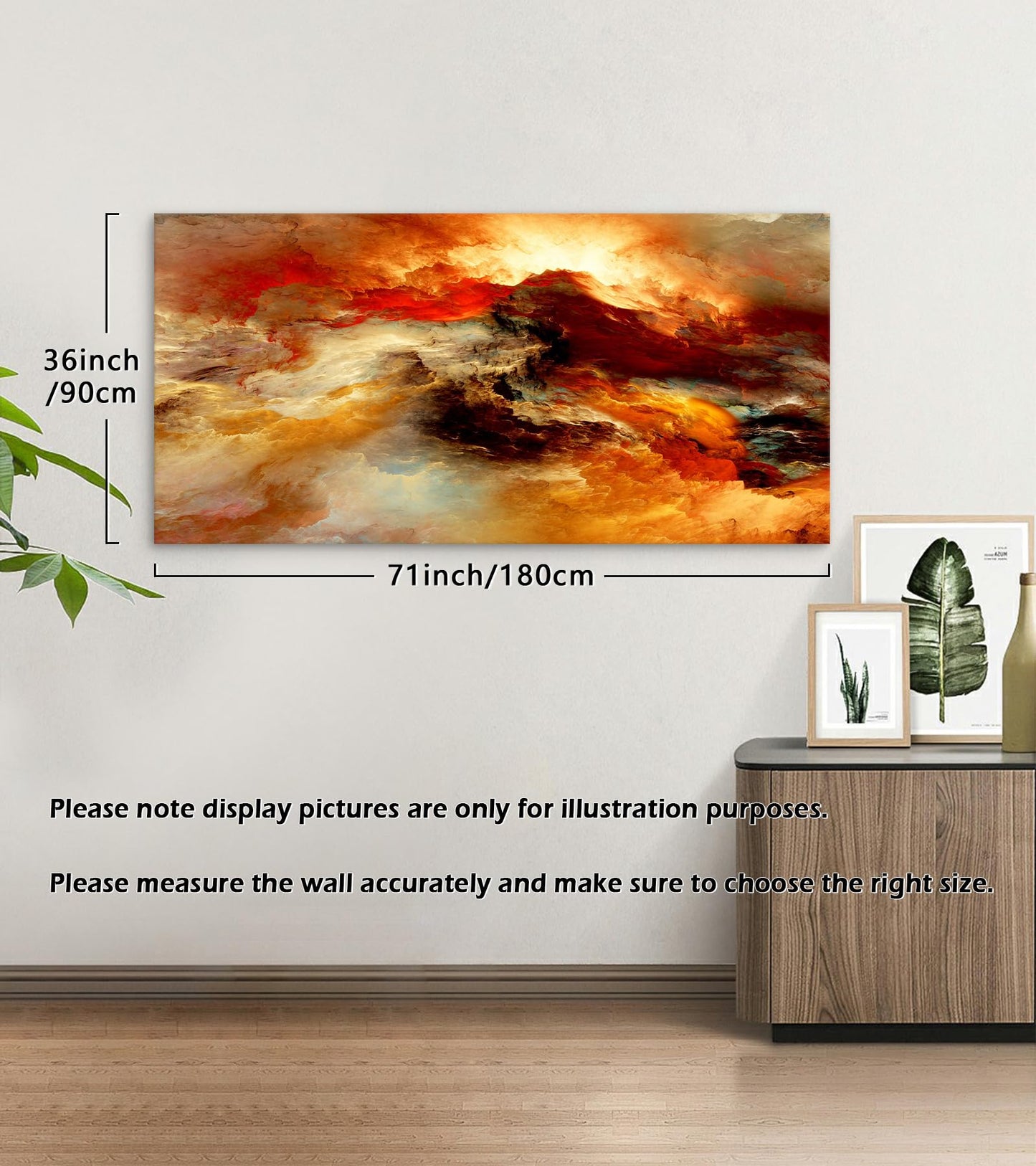 YYYYHPP YP0298 Abstract Wall Art Orange Flow Canvas Wall Art Framed Canvas Prints Painting Pictures Ready to Hang for Living Room Bedroom Kitchen Home and Office Wall Decor