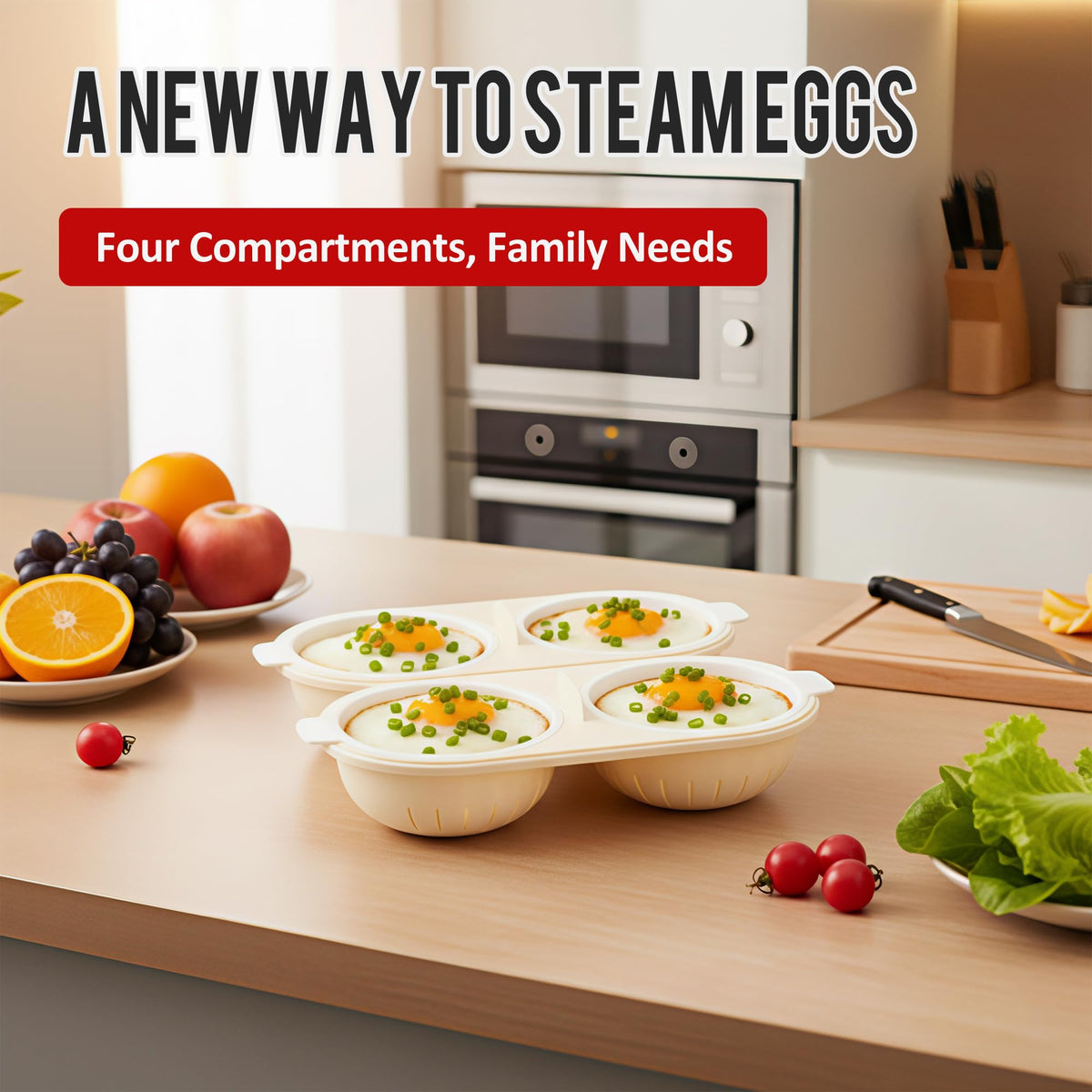 Li&Zhao Microwave Egg Poacher–4 Cavity Eggs Microwave Egg Cooker with Lid, Effortless to Cook and Clean, Perfect for Making Poached Eggs,Dishwasher Safe Double Layer Microwave Boiled Eggs