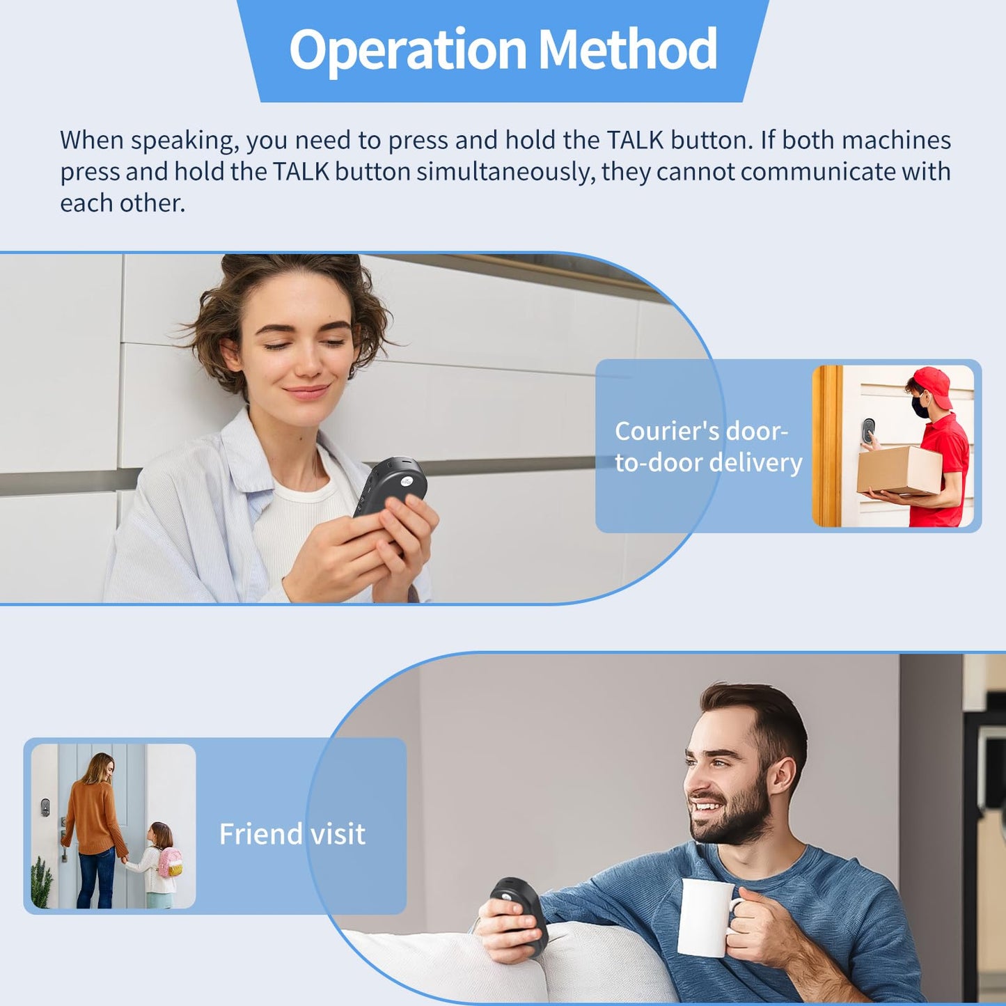 PANDAR Wireless Doorbell with Speaker Voice Intercom,Two Way Talk Intercom with 3 Channel, 3 Level Volume,4900ft Long Range,Battery Operated Wireless Intercoms for Home Office Classroom Cafe