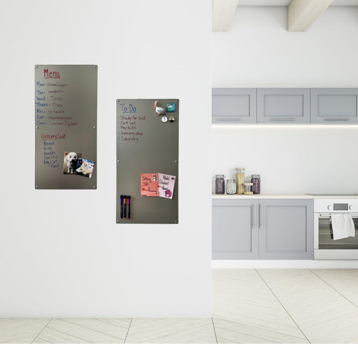 Large Magnetic Board for Wall - Magnet Display Board - Magnetic Bulletin Board - Dry Erase Memo Board- Made in USA (Metallic Silver, 15" Wx30 L)
