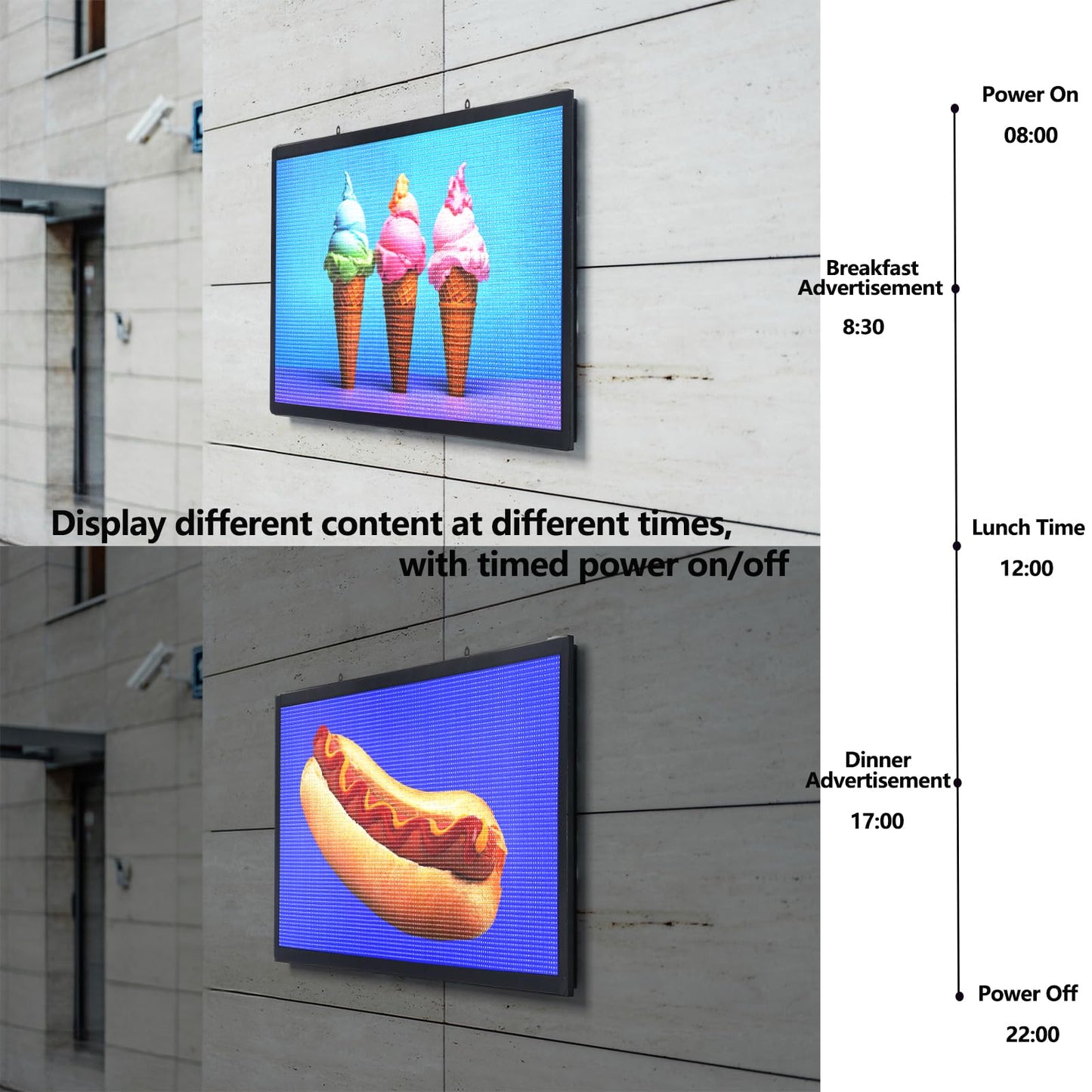 P6 Programmable LED Sign Supports Text/Image/Video, 40"x17" Outdoor Scrolling LED Digital Display for Business, IP65 Waterproof Electronic Message Board with WiFi & USB Control