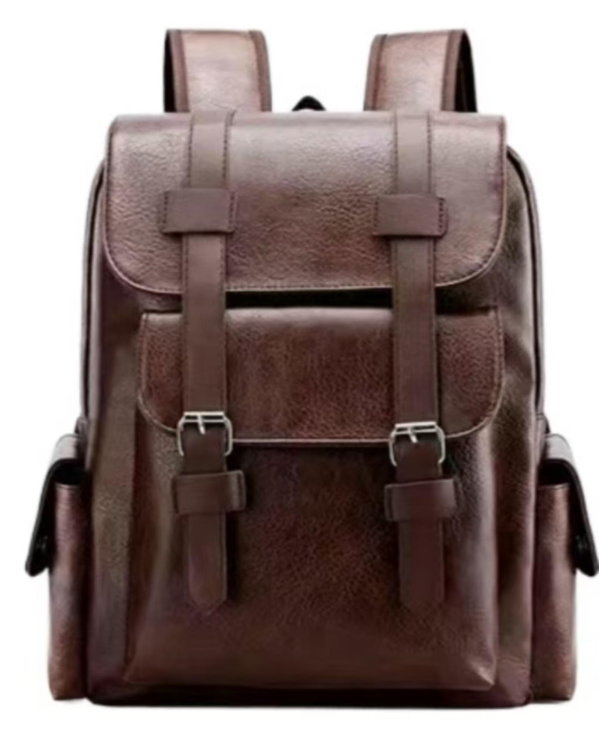 CYLYWJD Business Men and Women PU Leather Backpack 15.6inch Laptop Waterproof Backpack Travel Commuter Lightweight schoolbag (Brown backpack8,Medium)
