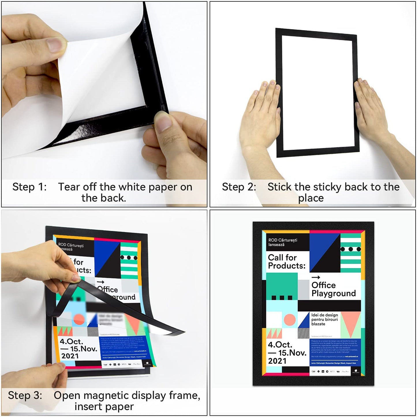 RÉΑLWÁY 10 Pack Magnetic Sign Holder 8.5 x 11 Magnetic Picture Frame, Magnetic Frame Self-adhesive Wall Sign Holder for Door/Fridge/Whiteboard/Window Sign Holder, Double-sided Display