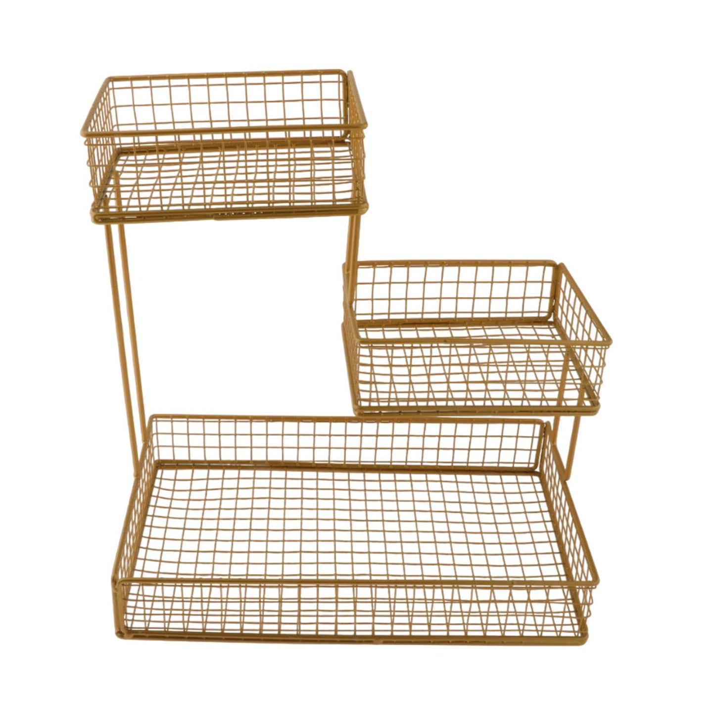 MagiDeal Metal Fruit Basket Snack Display Tray Countertop Large Capacity Multi Tier Metal Wire Storage Basket Home Use Storage Basket, gold