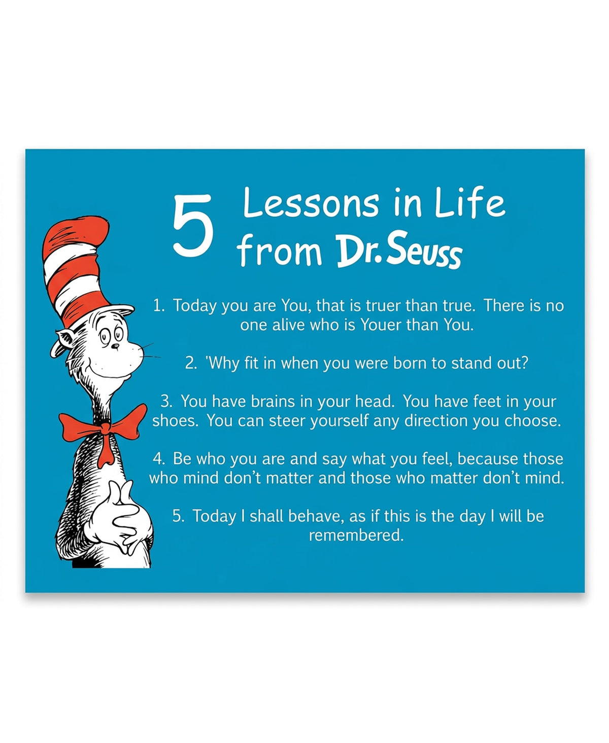 Whimsical Reading Quote Wall Art, 5 Motivational Life Lessons for Kids, Unframed 8x10 Poster for Classroom Decor, Playroom, Nursery, and Pediatric Office, Heavyweight Matte Cardstock