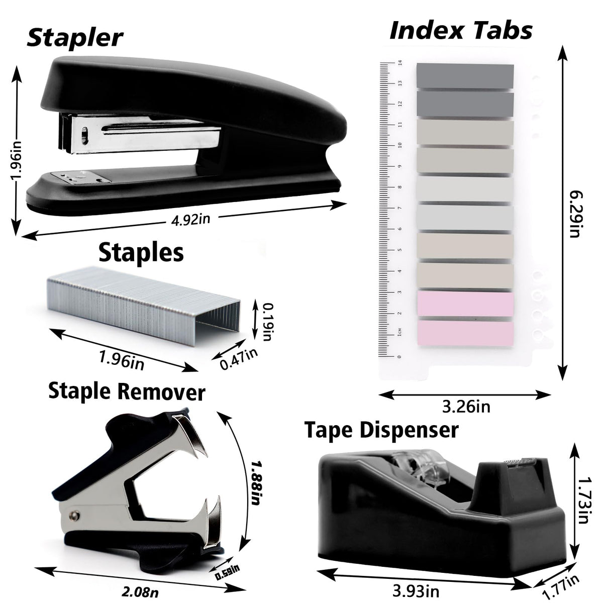 OfficeMate Stapler & Tape Dispenser Set - Black Desk Accessory Kit, Gift for Students, Women, Coworkers, Boss Lady, Office Clerks