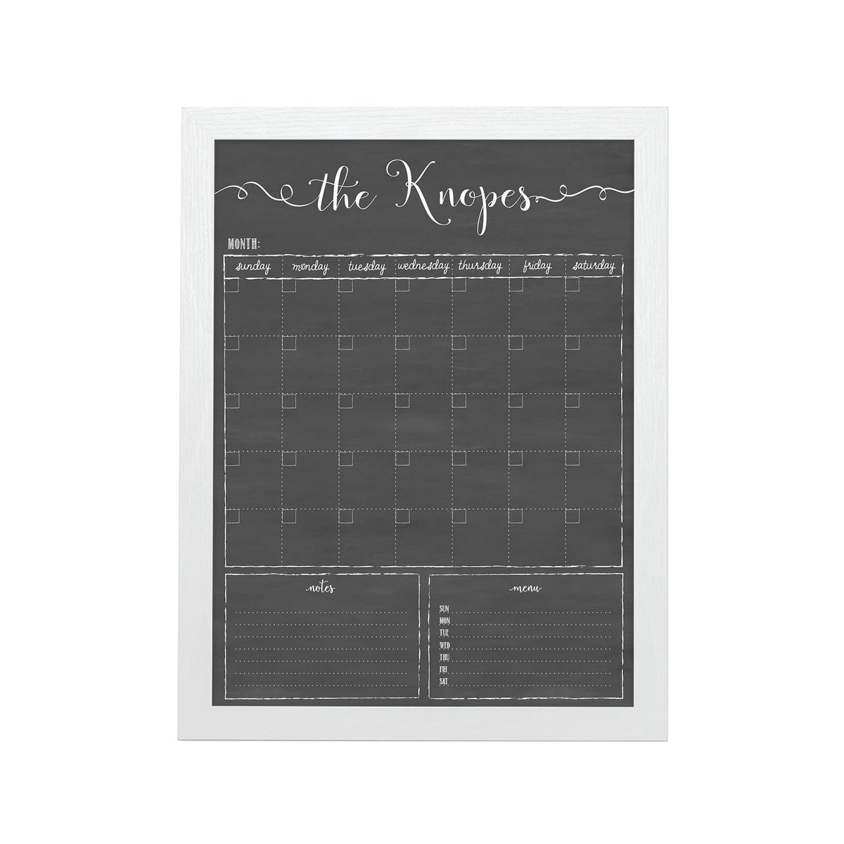 Personalized Dry Erase Framed Calendar – Customizable Chalkboard Style Wall Calendar – 18x24 or 24x36 – Non-Glare, Ready to hang dry erase calendar for wall, Made in the USA
