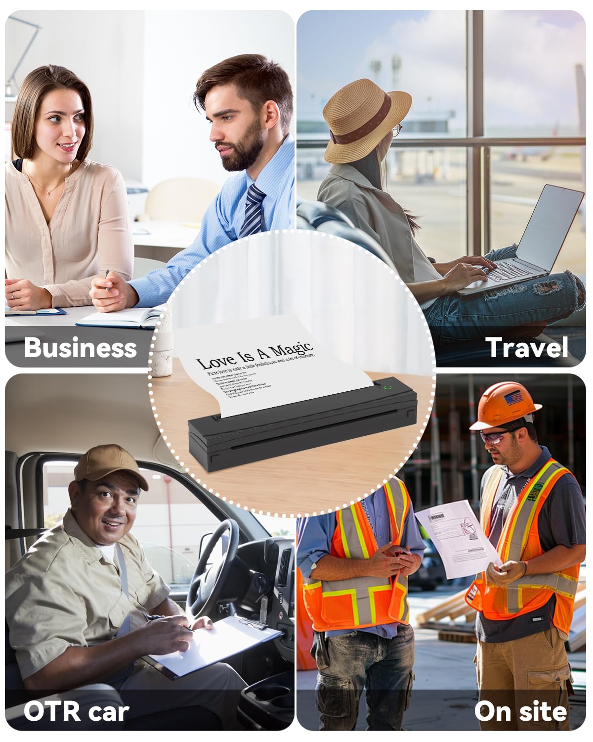 NDYIN Portable Printer Wireless for Travel, D80 Thermal Printer, Inkless Printers, Compatible with iOS, Android, Laptop, Supports 8.5" x 11" US Letter & A4 & A5 for Home Use, Office, Vehicles, Black