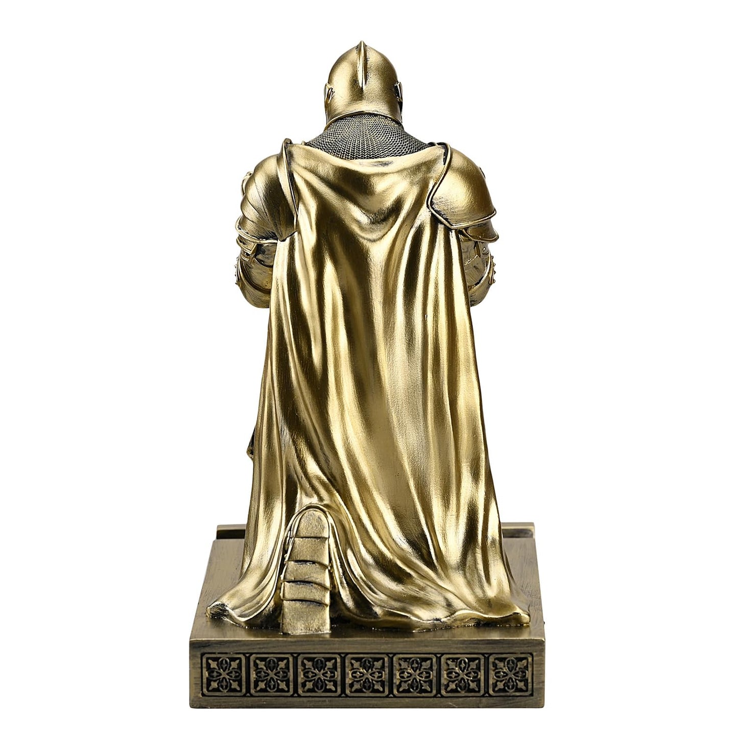 Amoysanli Medieval Armored Warrior Wearing Outerwear, Mobile Phone Stand Knight Pen Holder Desk Organizers, Resin Bookends Paperweight with a Letter Opener for Desk (Bronze)