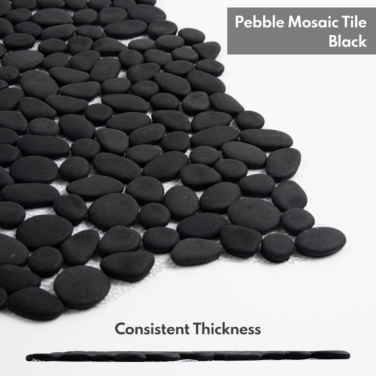 Lovdeco Pebble Tile Shower Floor, Pebble Mosaic Backsplash for Wall, Stone Tiles for Bathroom and Outdoor Garden, 5 Sheets, Black