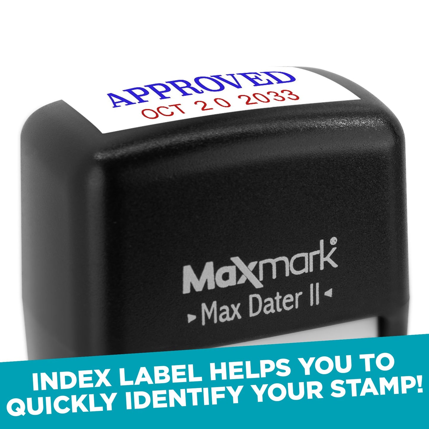 MaxMark Self-Inking Rubber Date Office Stamp with DEPOSITED Phrase & Date - Black Ink (Max Dater II), 12-Year Band
