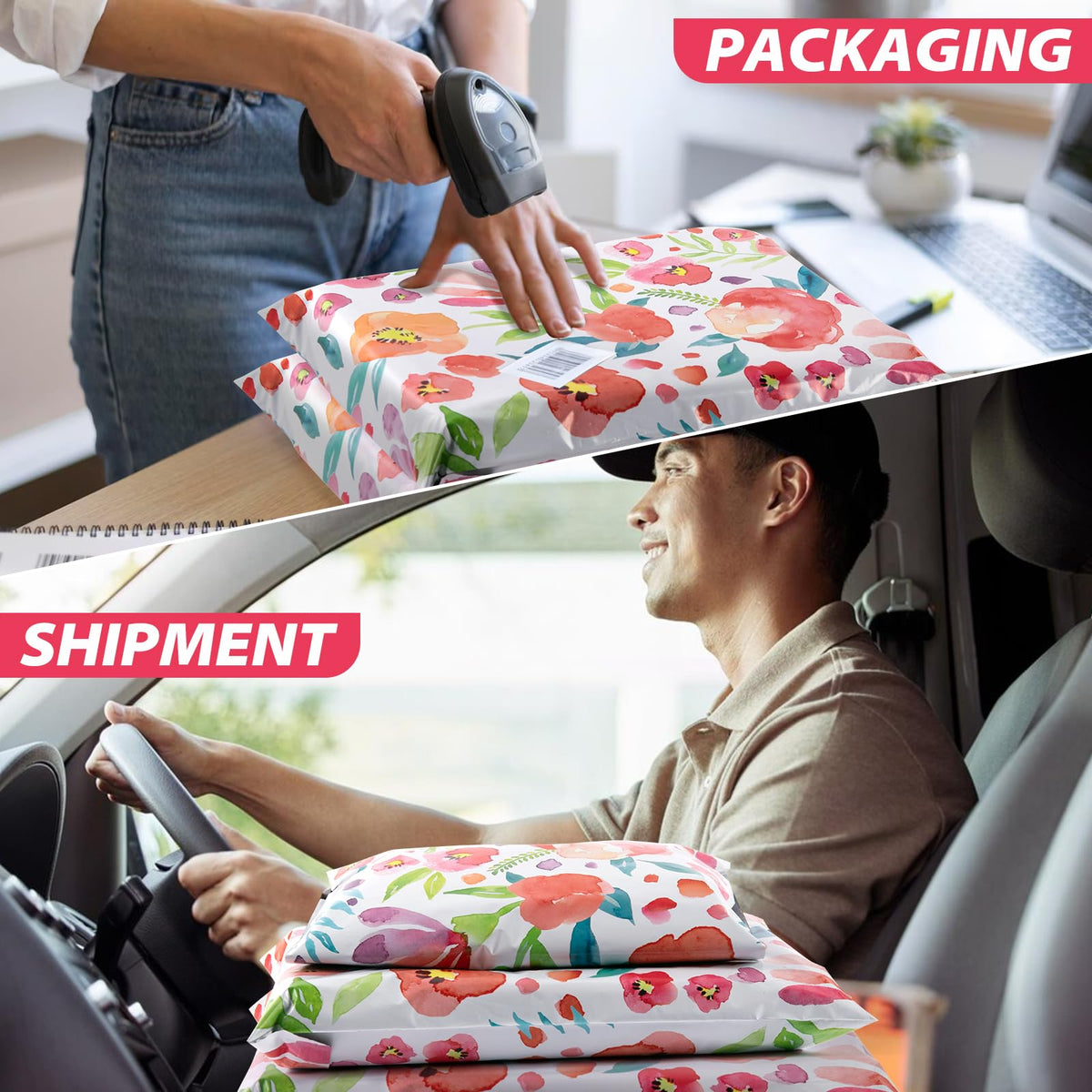 Oududianzi Poly Mailers 10x13, 100PCS Shipping Bags, Self-Seal Mailing Bags, Mailers Poly Bags, Polymailers Packaging Bags for Online Small Bussiness and Retail Stores
