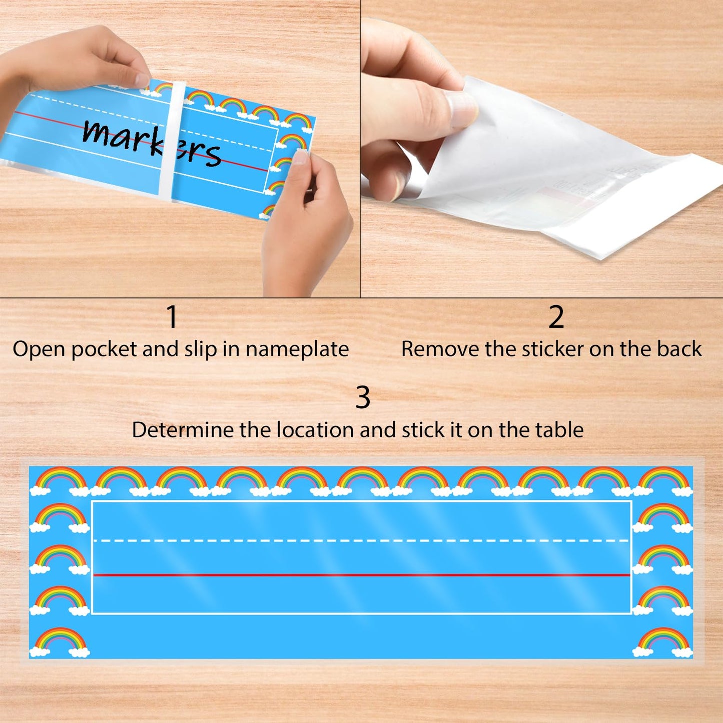 40 PCS Nameplate Pocket,12.3" x 3.7" Adhesive Desk Nameplates Name Tag Pocket (Thickness 7mil)