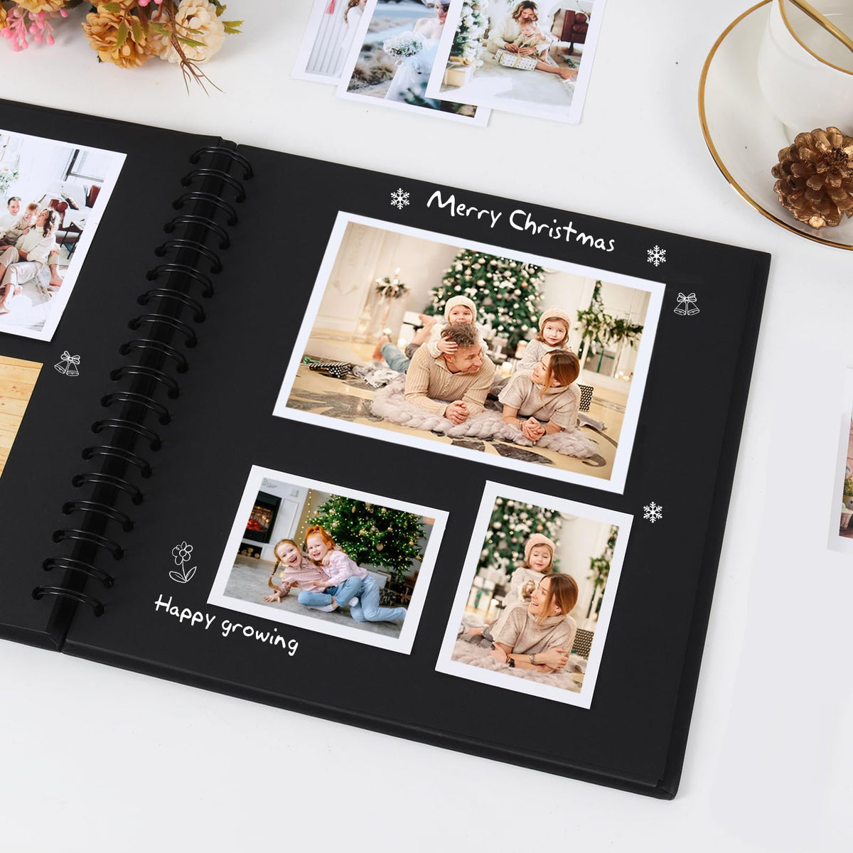 RECUTMS 12 x 12 Inch Large Scrapbook Album Kraft Blank Page DIY Scrapbook Photo Album, 60 Pages Memory Book for Wedding Anniversary Family Small Scrapbook Photo Album (Black)