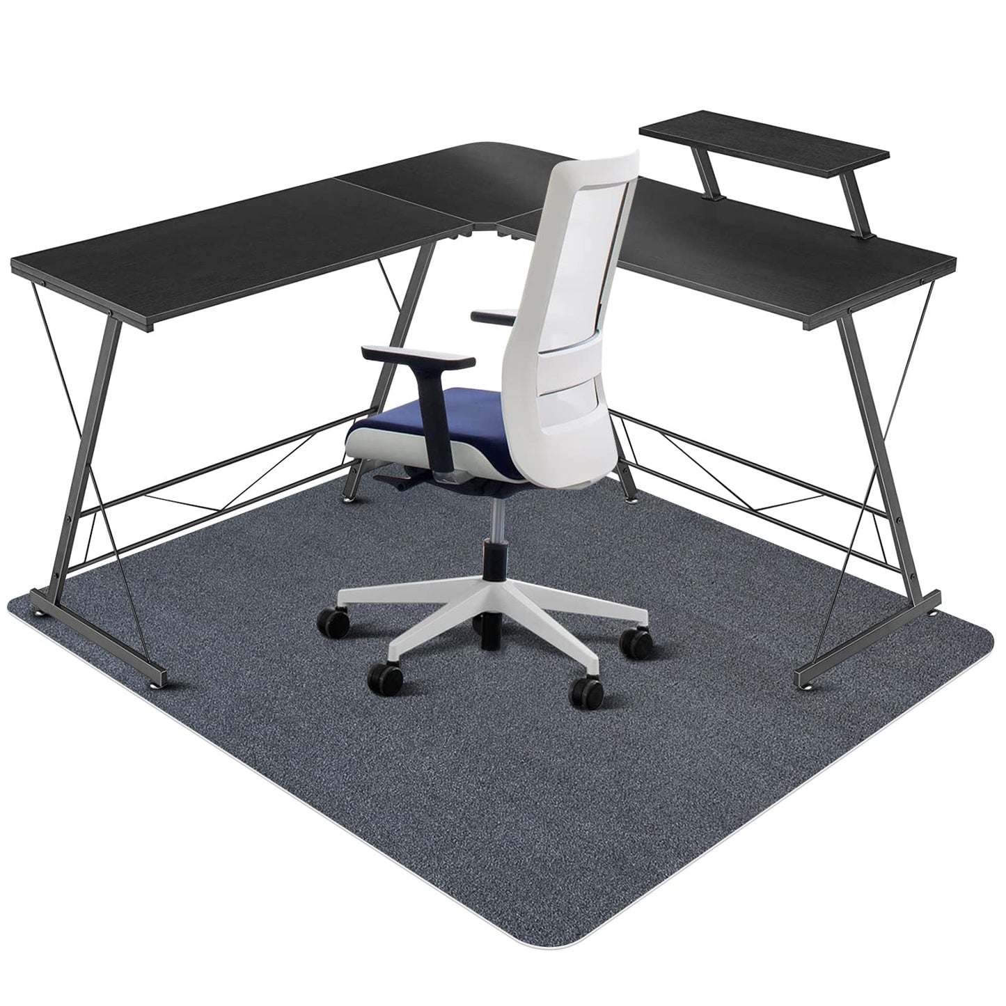 Chair Mat for Hard Floors, QQpony 1/6" Thick 63"x51" Office Chair Mat for Hardwood Floors, Premium Floor Protector Desk Rug for Home Office (Dark Grey)