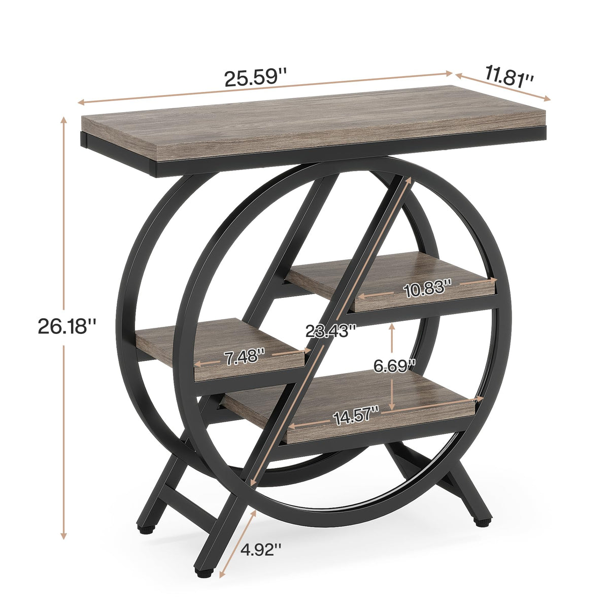 LITTLE TREE End Table, Narrow Side Table with 4-Tier Large Storage Space, Modern Bedside Table for Living Room, Home Office, Bedroom, Grey