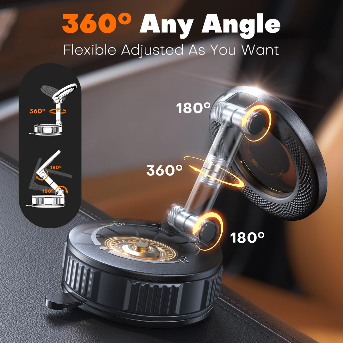 Magnetic Phone Holder for Car [98+ LB Strongest Suction & 2800gf Strongest Magnetic] 360° Adjustable Car Phone Holder for Magsafe Phone Holders for Your Car for iPhone 17 Pro Max 16 15 14 13 12 Plus
