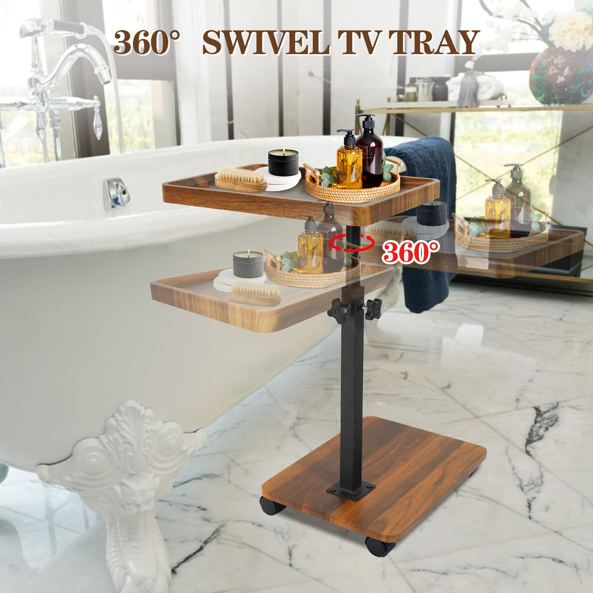 Xiyilike C Table Side Table End Table Adjustable Height，C Shaped End for Couch，Snack Tables,360°Swivel TV Tray Sofa Table， for Small Spaces，Side Tables Living Room and Bedroom for Sofa, Bed,Chair