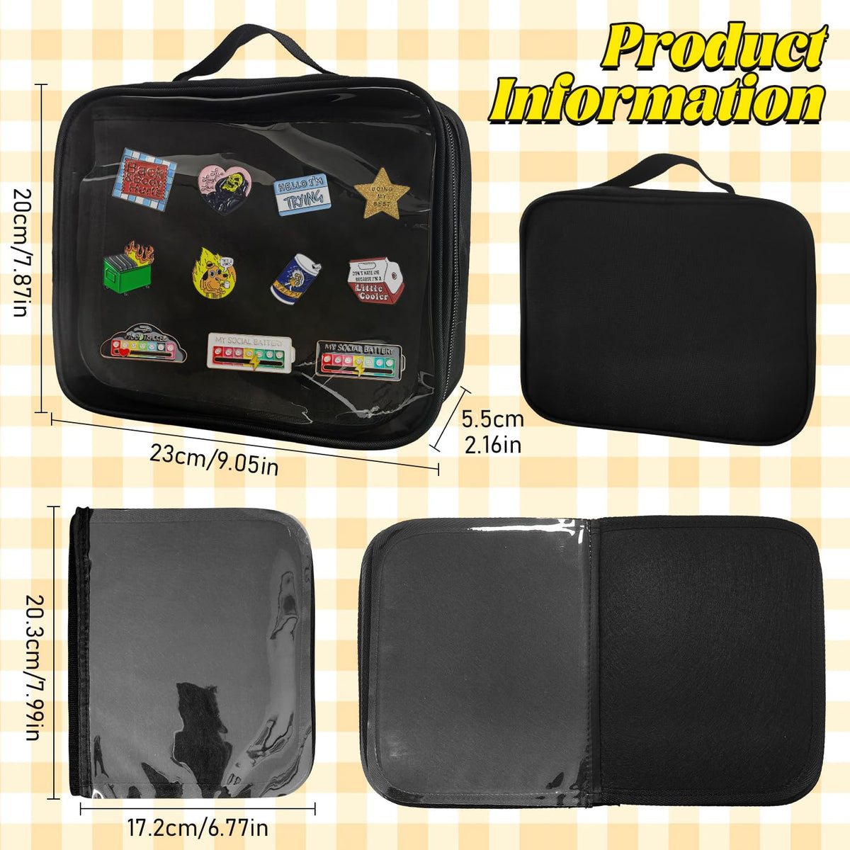 Enamel Pin Display Bag, Pin Book, Pin Holder, Pin Board for Collectors, Pin Collection Book, Suitable for Various Sizes of Pins, Travel Souvenir, Brooches, Medals