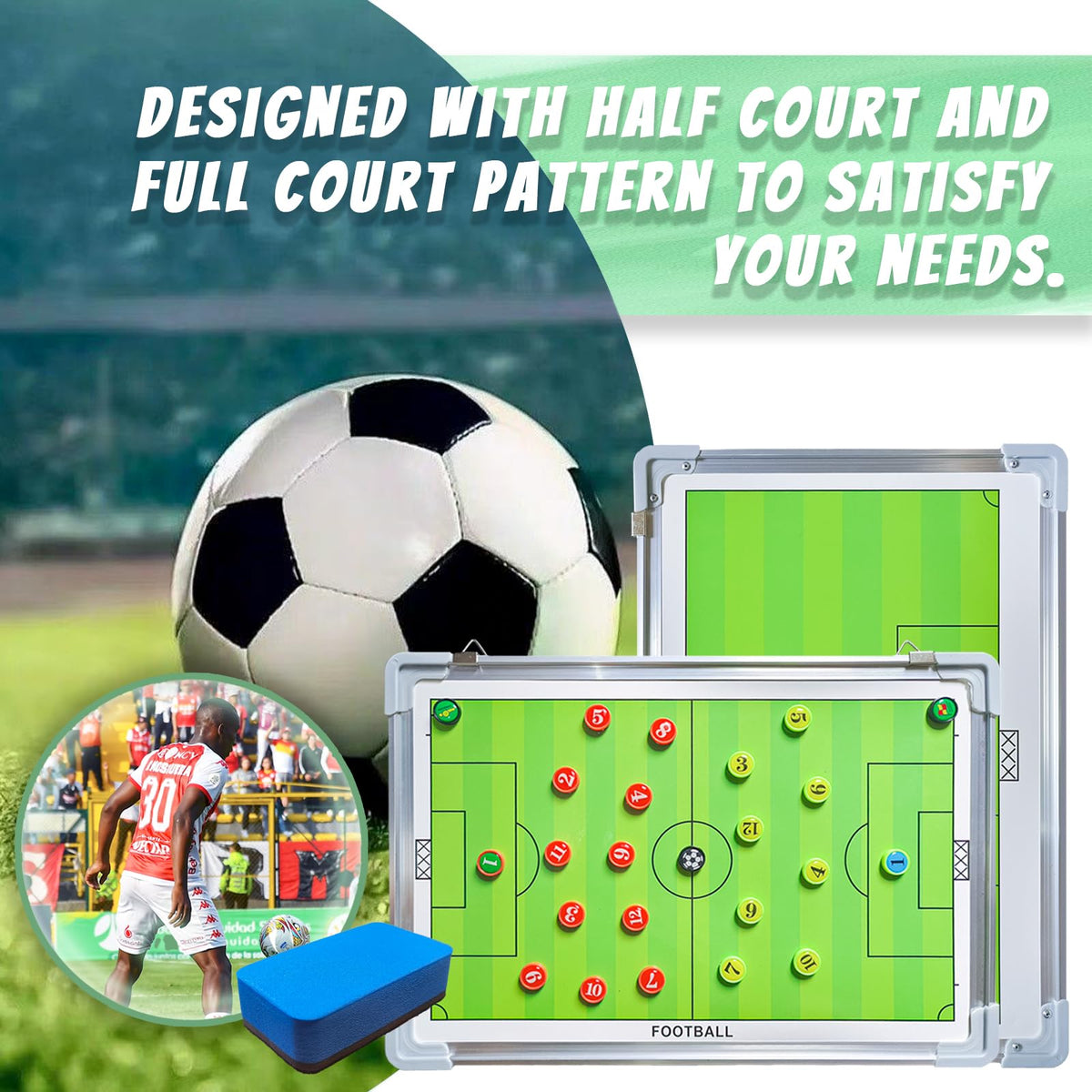 Pure Vie Magnetic Soccer Coaching Tactics Board, Portable Soccer Clipboard for Coaches Soccer Dry Erase Whiteboard Strategy Tactical Blackboard Football Coach Board with Player Markers, Pen and Eraser