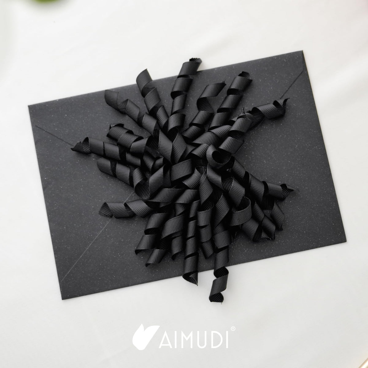 AIMUDI Black Bows 4" Black Burst Bows Self Adhesive Curly Ribbon Bows for Gift Wrapping Grosgrain Ribbon Twist Tie Bows for Treat Bags Gift Bags Christmas Wedding Party Decorations - 6 Counts