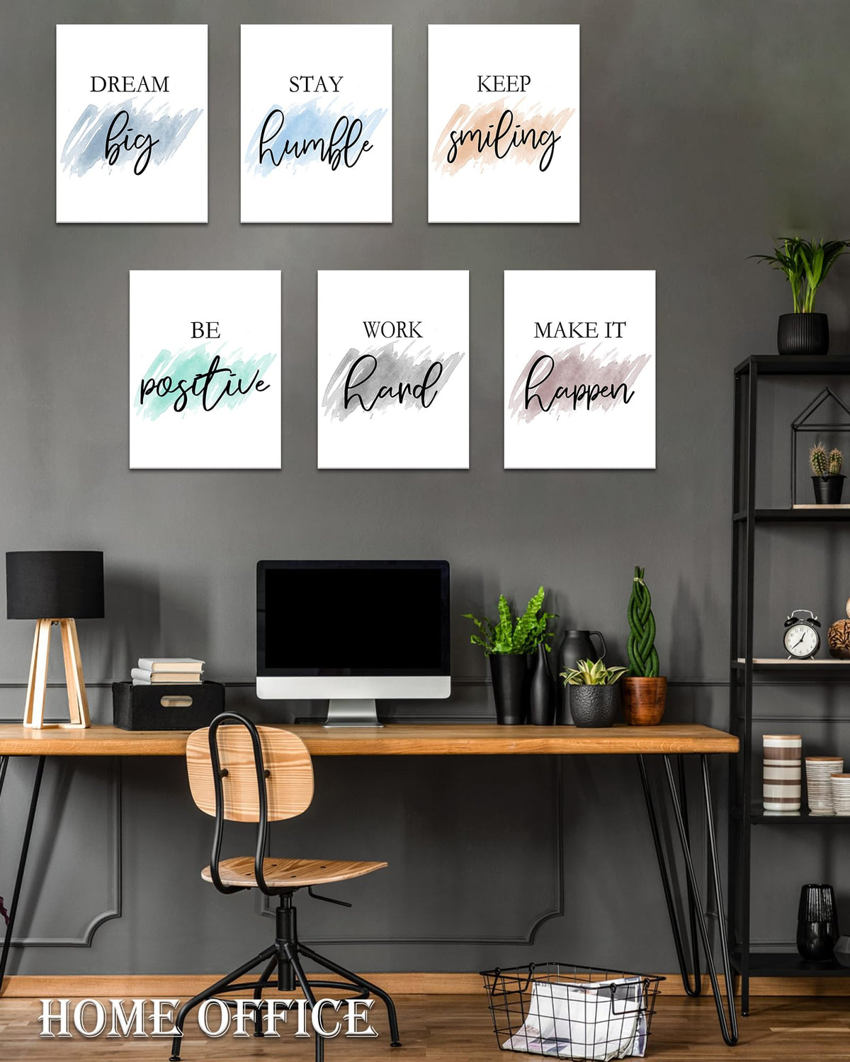 Drsoum Motivational Wall Decor Inspirational Office Wall Art Quotes 12” x16” Framed Wall Art for Living Room Encouraging Canvas Posters for Office Bedroom Sayings - Set of 6 PCS Framed