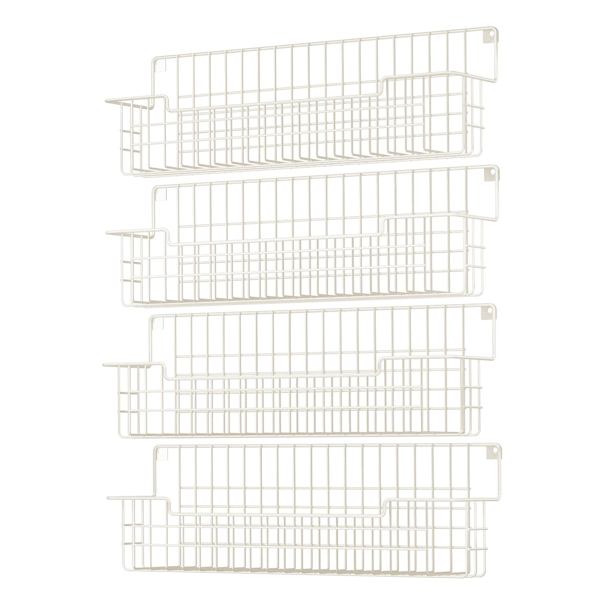 AURIKAR Spice Rack Wall Mount 4 Pack, Metal Wall Mounted Spice Rack Organizer for Cabinet Door & Pantry, Space-Saving Kitchen Spice Rack Shelf, White