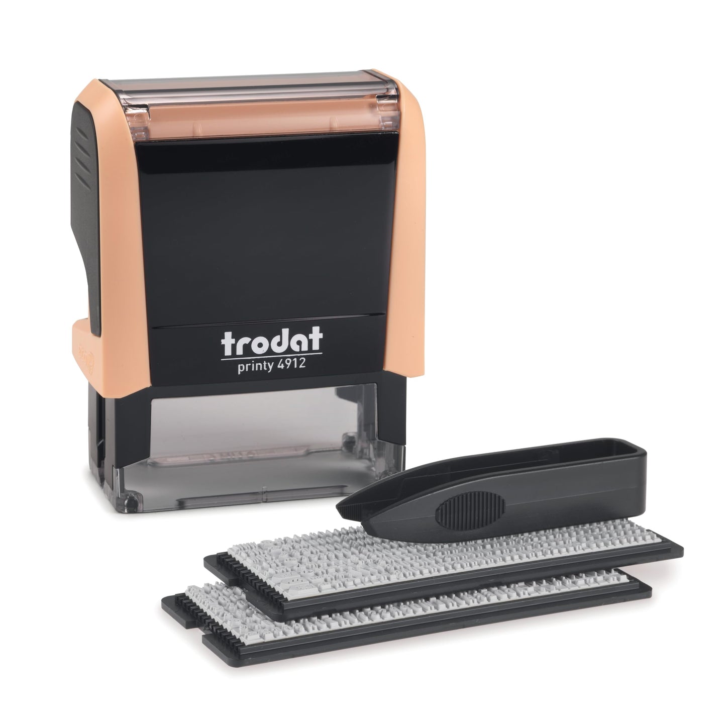 Trodat Printy 4912 Self Inking Do it Yourself (DIY) 4 line Personalized Custom Message or Address Stamp kit with Black Ink, Impression Size: 3/4” x 1-7/8” inch (Orange)