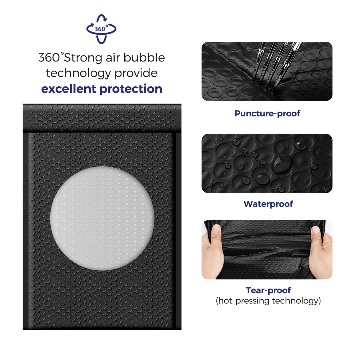 Fuxury Bubble Mailers 10.5x16 Inch 40 Pack Self Seal Padded Envelopes Waterproof Mailing Envelopes Bubble Padded Cushioning Padded Mailers Bubble Bags for Packaging Small Business Large #5 Black