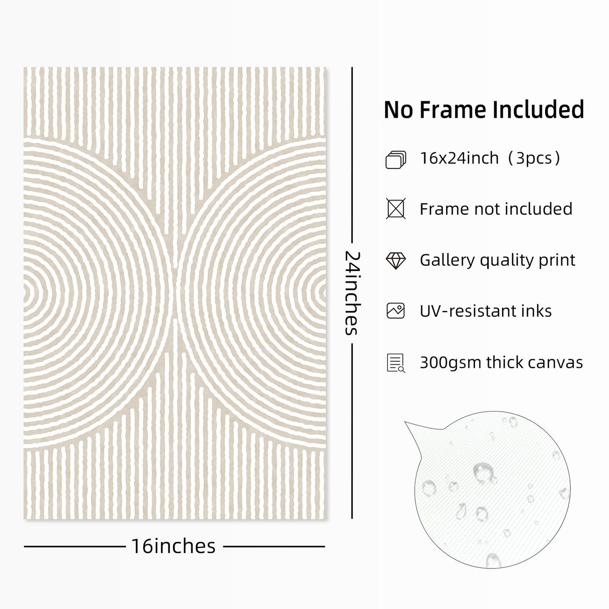 Modern Abstract Pictures Wall Art Boho Neutral Canvas Wall Art Minimalist Wall Decor Black Brown Artwork Abstract Modern Painting Prints for Living Room Bedroom 16x24 Inch Set of 3 (UNFRAMED)