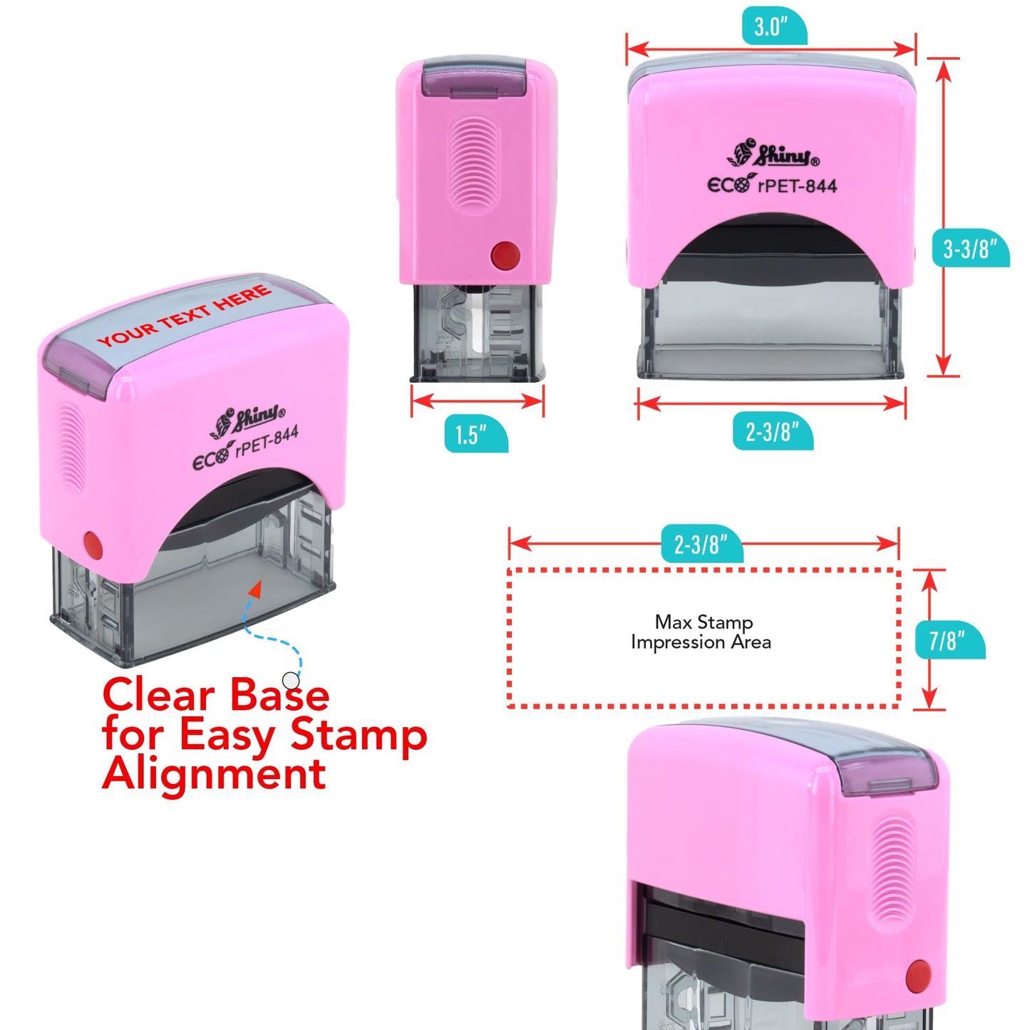 Stamp Pro Pink Self Inking 1 Line Custom Stamp – Personalized Name or Text Stamp for Home, School, Crafts & Business Use