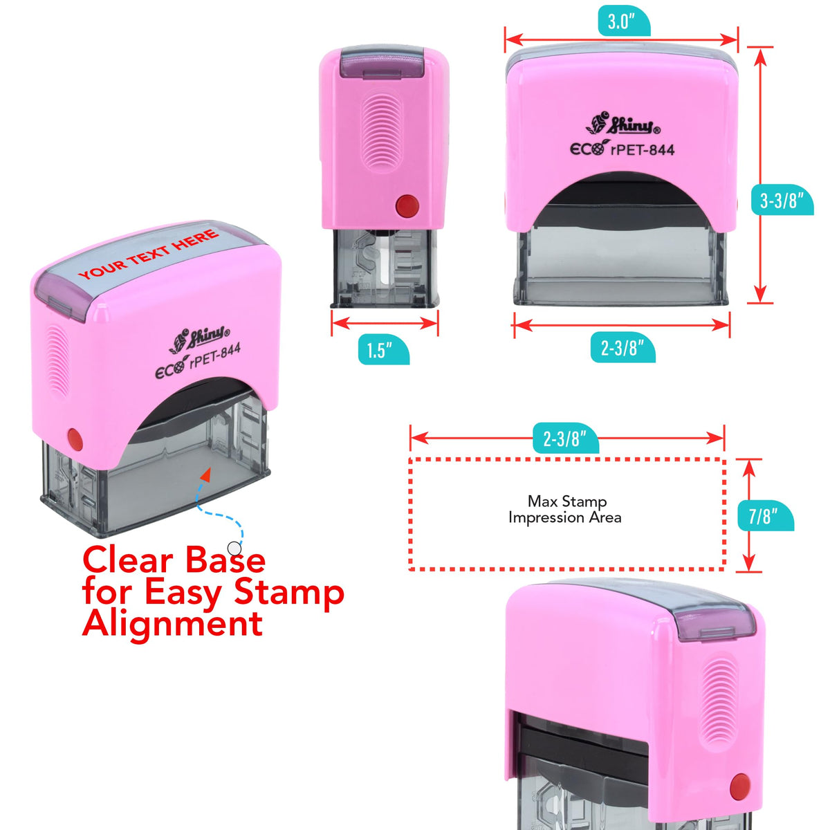 Stamp Pro Pink Self Inking 4 Line Custom Stamp – Personalized Name or Text Stamp for Home, School, Crafts & Business Use