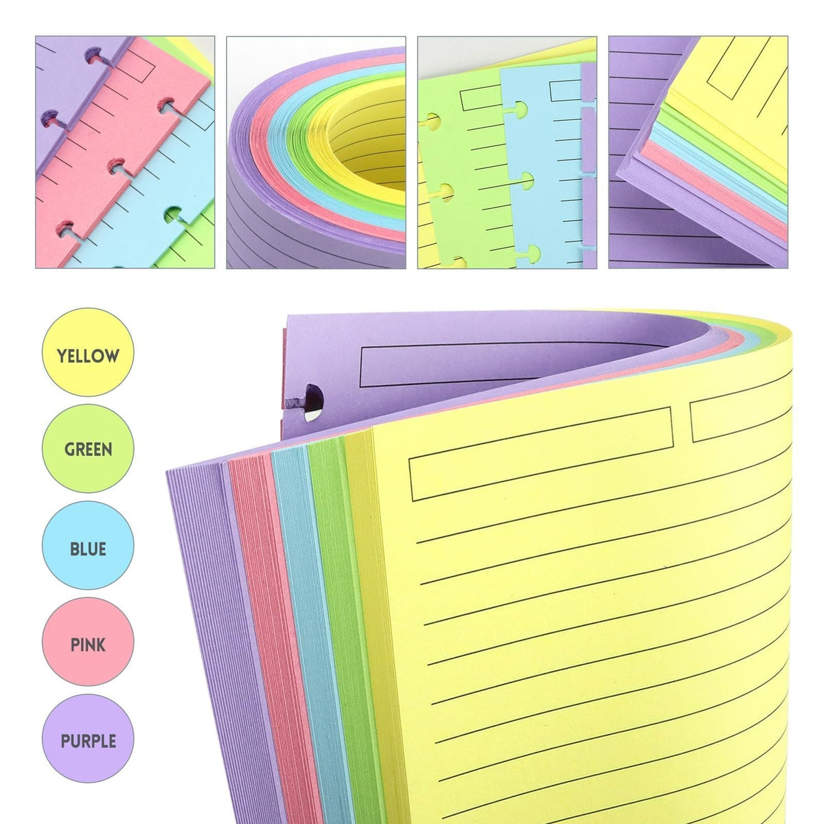 Discbound Refill Paper 120 Sheets, 8.5" x 11" Letter Size 11-Disc Planner Inserts for Note-Taking System, College Ruled, 5 Colors, 120gsm Refills Compatible with TUL/ARC/Notebook
