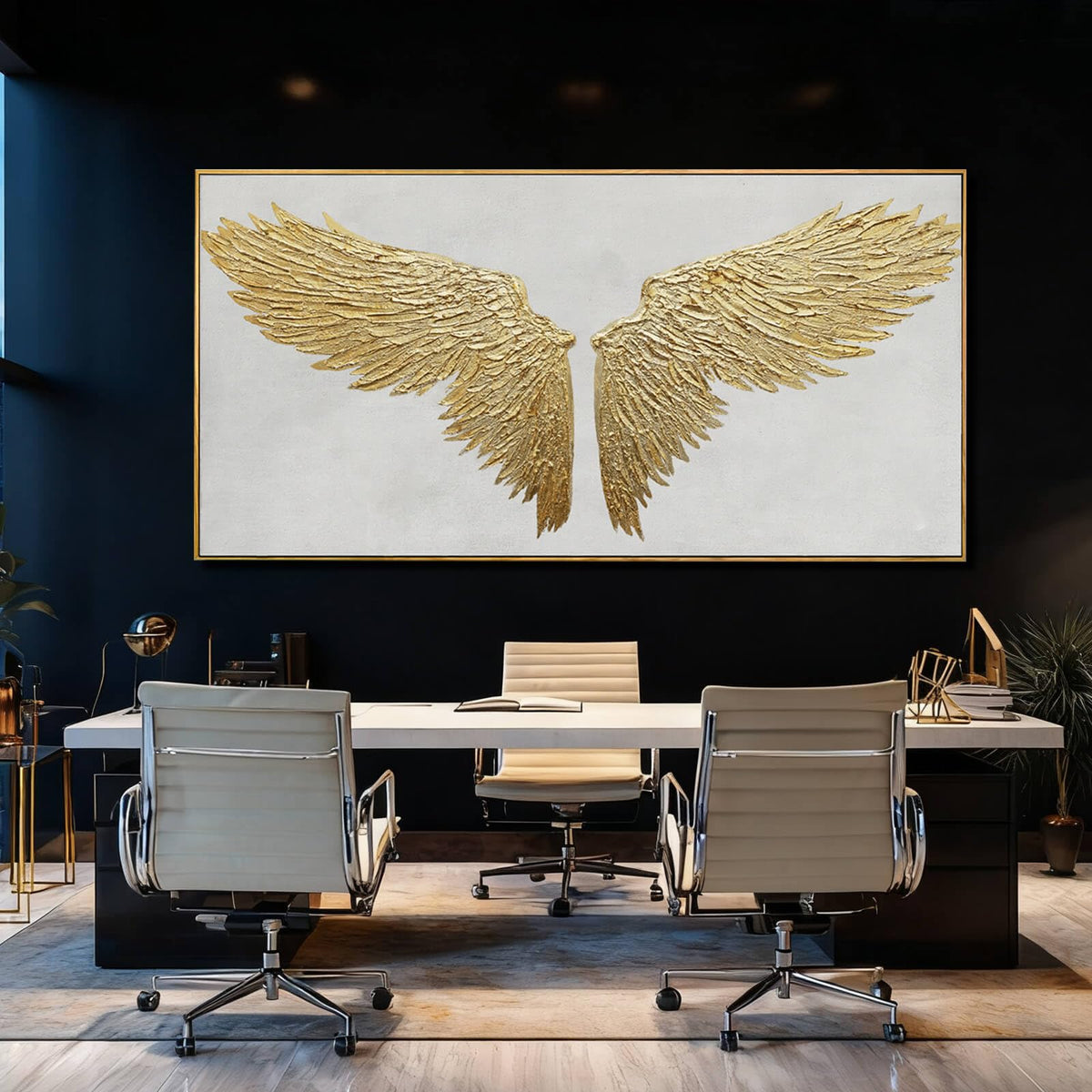 Large Framed Wall Art Gold Abstract Wall Decor Textured Art Painting Modern Artwork for Living Room Bedroom Home Decorations 29"x 58" White Art