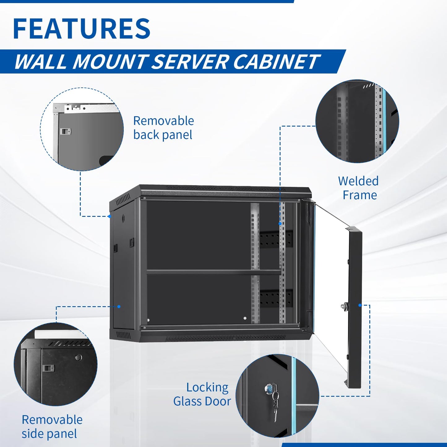 ZHPHMBM 6U Wall Mount IT Network Rack Cabinet - SPCC Cold-Rolled Steel with Vents for Heat Dissipation, Easy Assembly and Cable Routing 15 in Depth for AV and Network Equipment