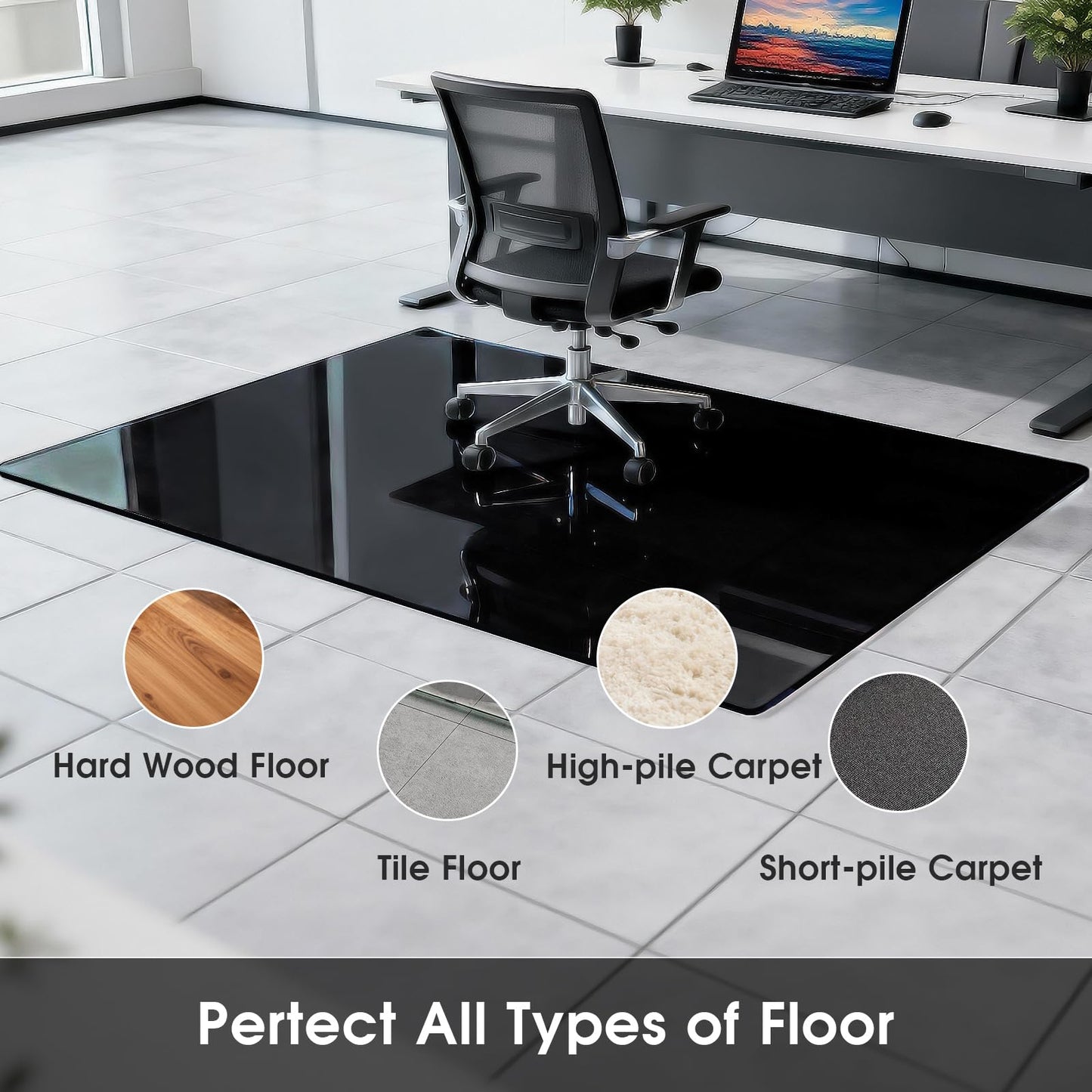 ProsperJoyChant Elasticity Black Clear Chair Mat 36" x 55" - Transparent Protective Floor Mat for Hardwood & Tile Floors, Home & Office Rectangle Hard Floor Protection Mat