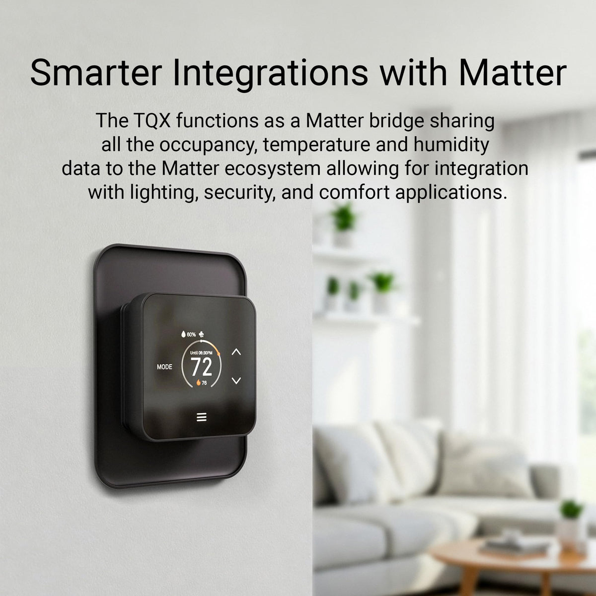 Lux TQX Thermostat with Remote Sensor, WiFi Thermostat Works with Matter, Alexa, Apple Home, Google, App & Voice Control, Programmable Smart Thermostat, C-Wire and wall Plates Included
