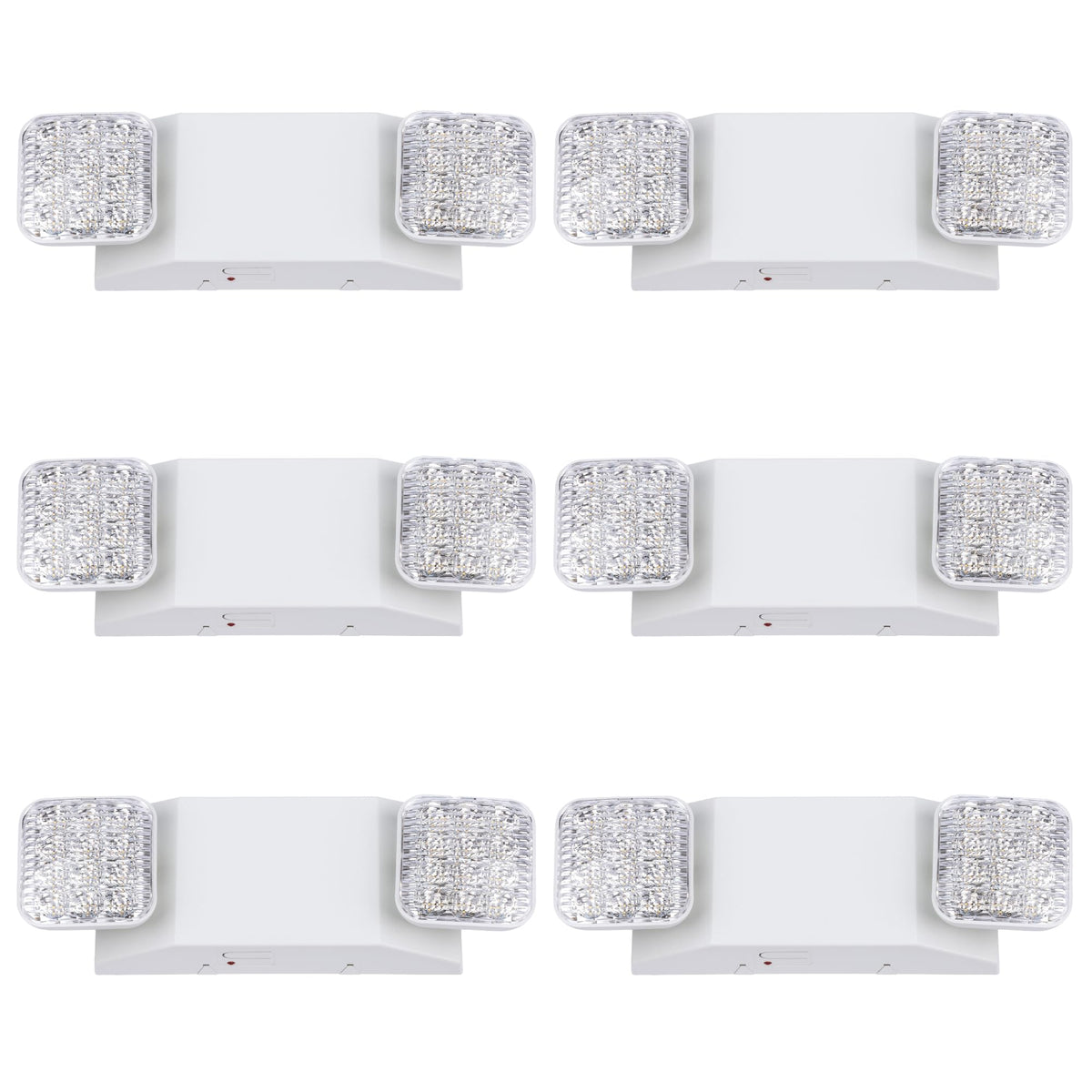 GRUENLICH LED Commercial Emergency Light with Dual Head and Backup Battery, US Standard, AC 120-277V, Hardwired Emergency Light Fixtures for Business Office Power Outages, 6-Pack