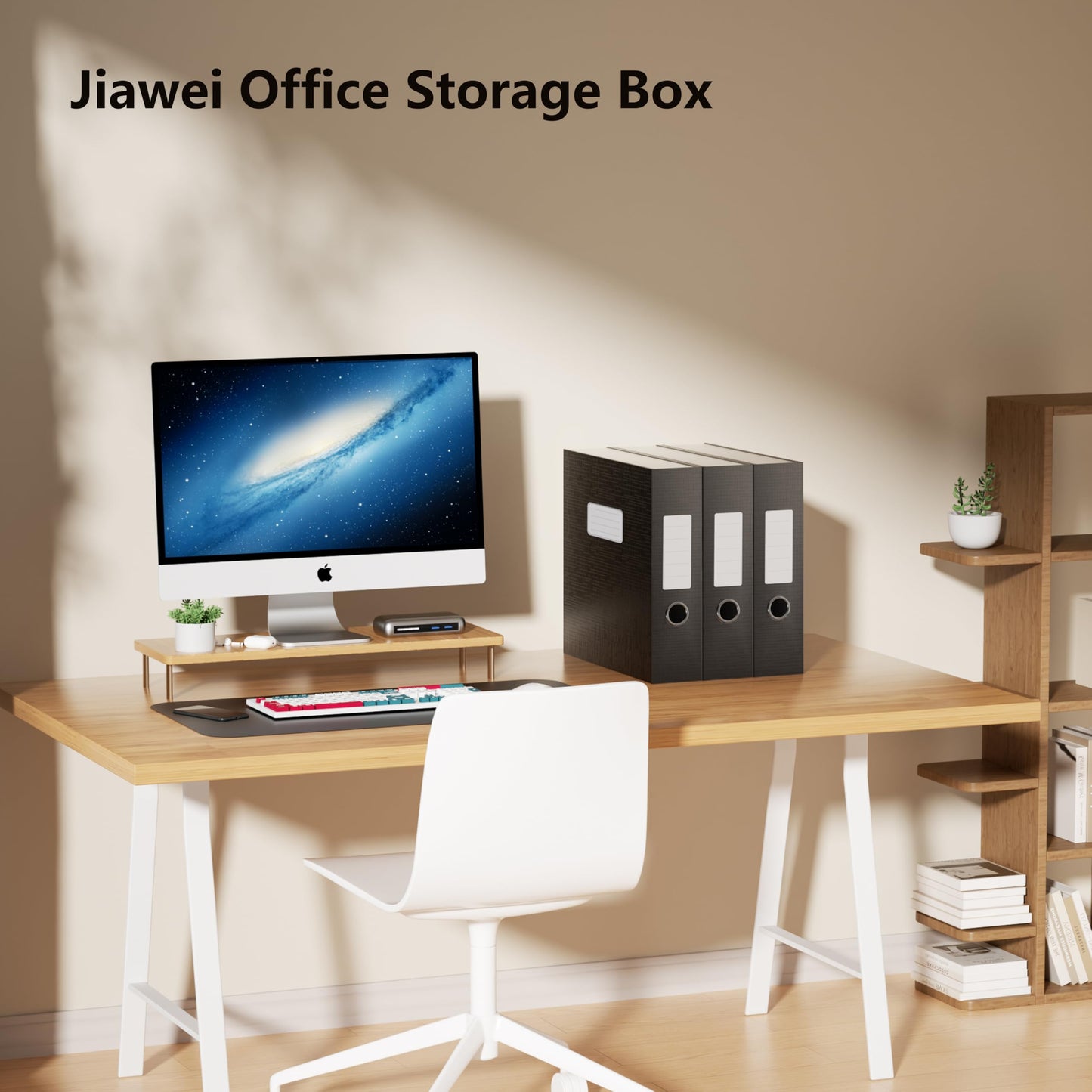 JiaWei Black Storage File Boxes,Document File Folder,A4 Archives Cases with Lid,9.4×3×12.5 Inches Filing Box for Office and School（3 Pack）
