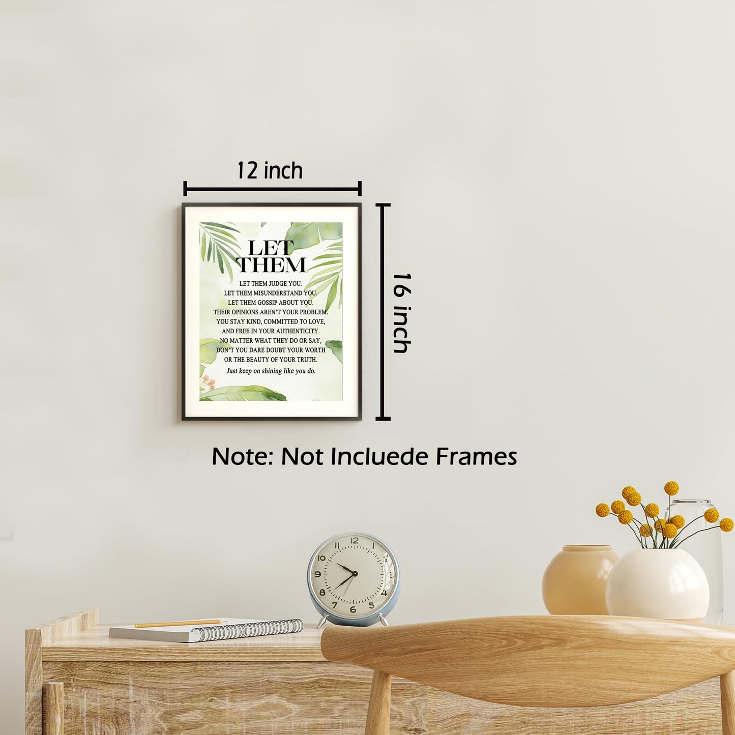 KSDUT Inspirational Wall Art Decor Set of 4 - Motivational Positive Quote Artwork Poster Prints Office Wall Decor Green Leaf Picture Wall Art for Home Workplace Bedroom Decorations - 8"x10" Unframed